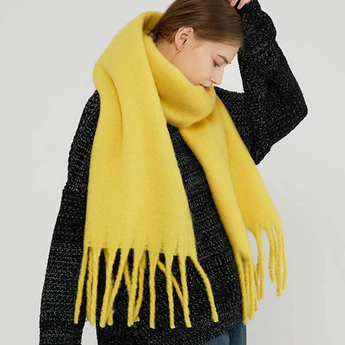 Thick Mohair Scarf - Yellow