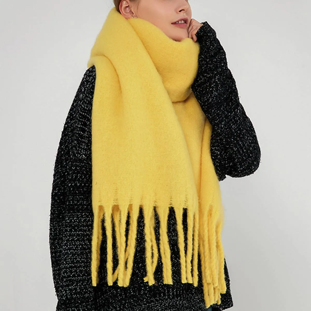 Thick Mohair Scarf - Yellow