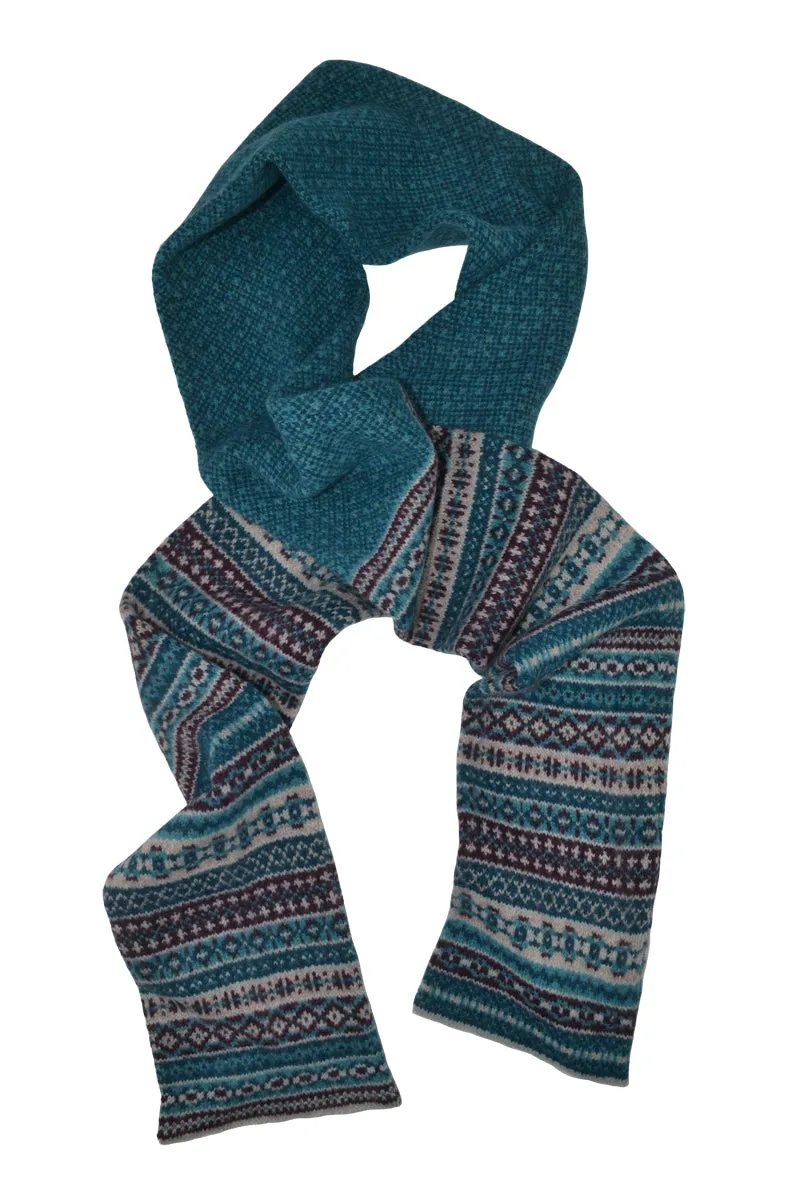 Tweed Fair isle scarf - Teal