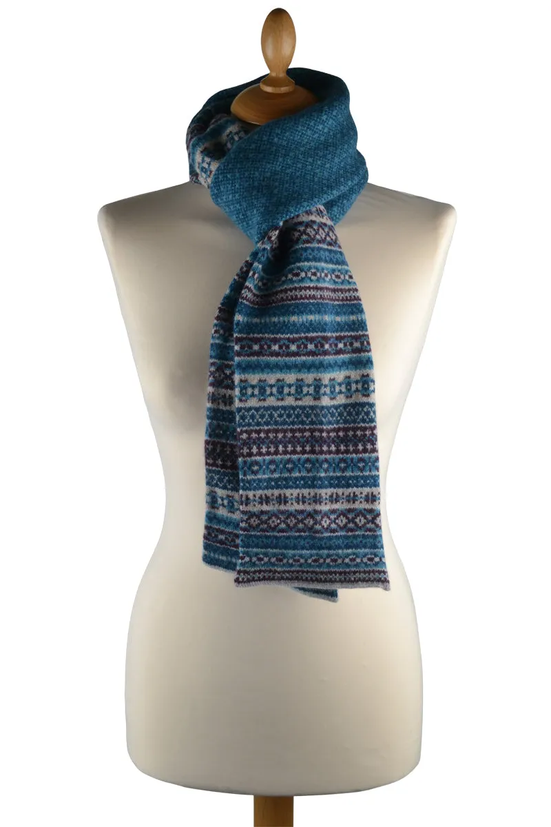 Tweed Fair isle scarf - Teal