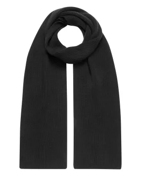 Unisex Ribbed Cashmere Scarf Dark Charcoal Grey