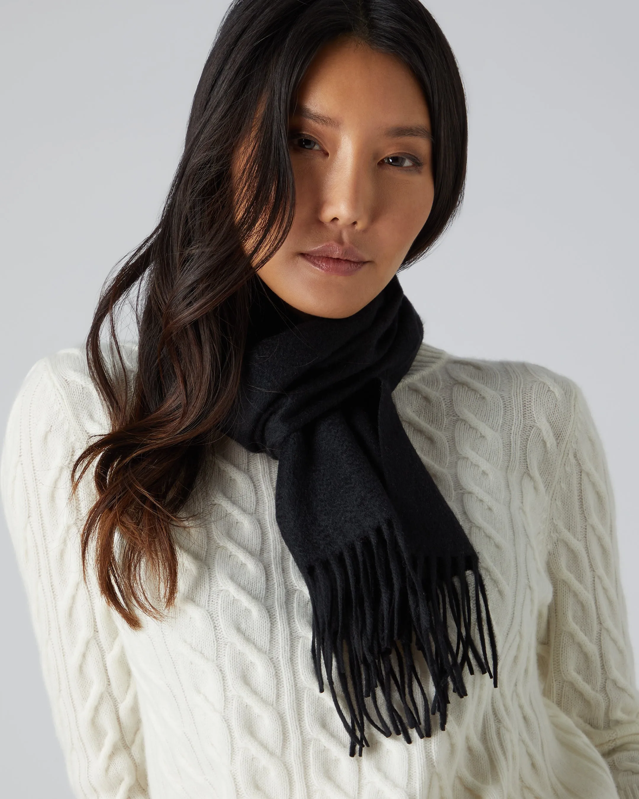 Unisex Woven Cashmere Scarf Black