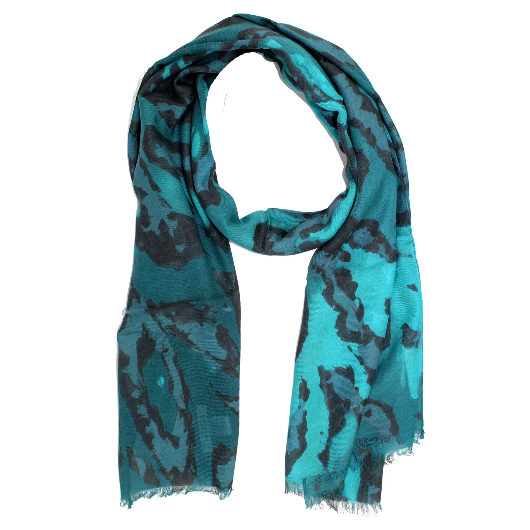 Versace Scarf Turquoise Black Design Modal Cashmere Shawl SALE