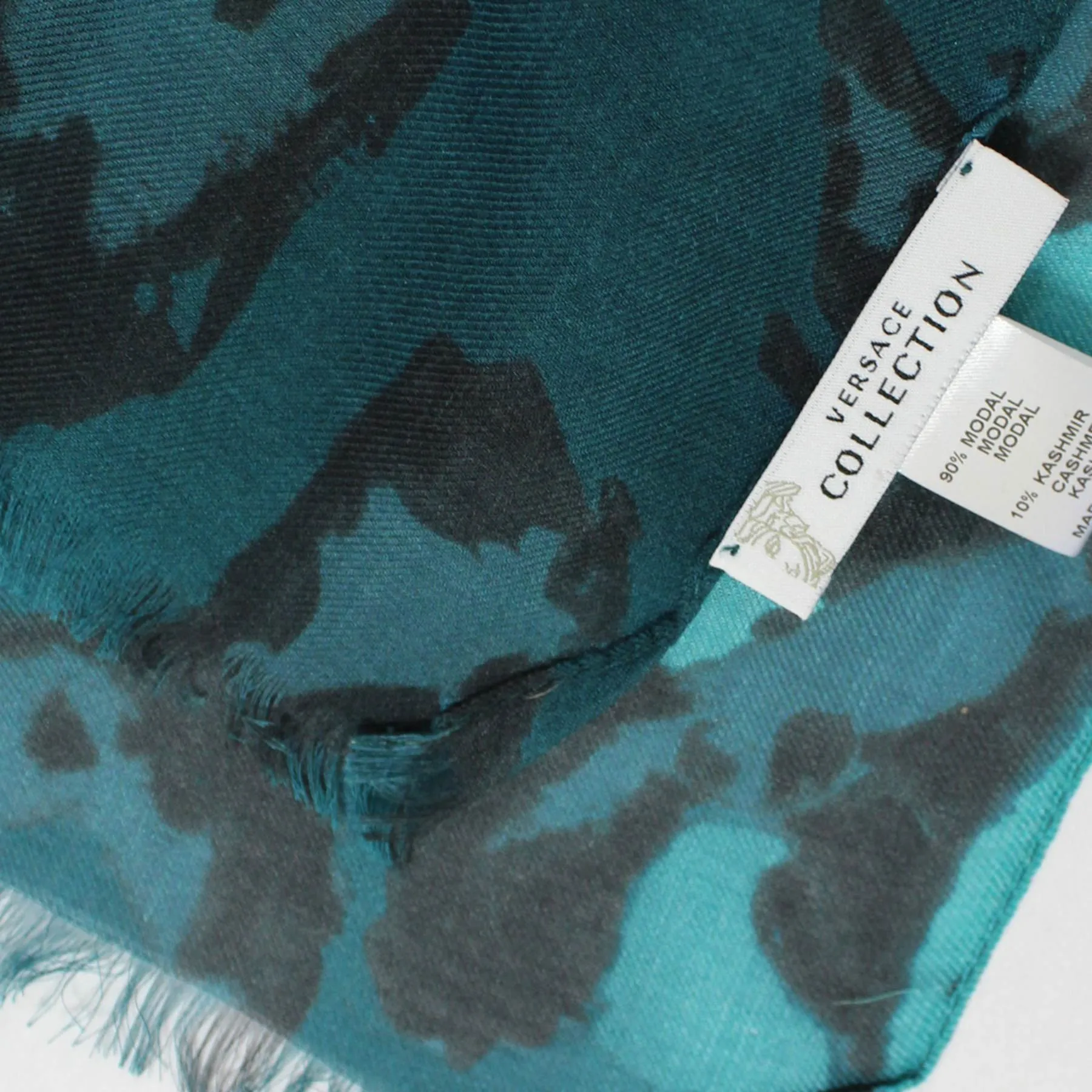 Versace Scarf Turquoise Black Design Modal Cashmere Shawl SALE