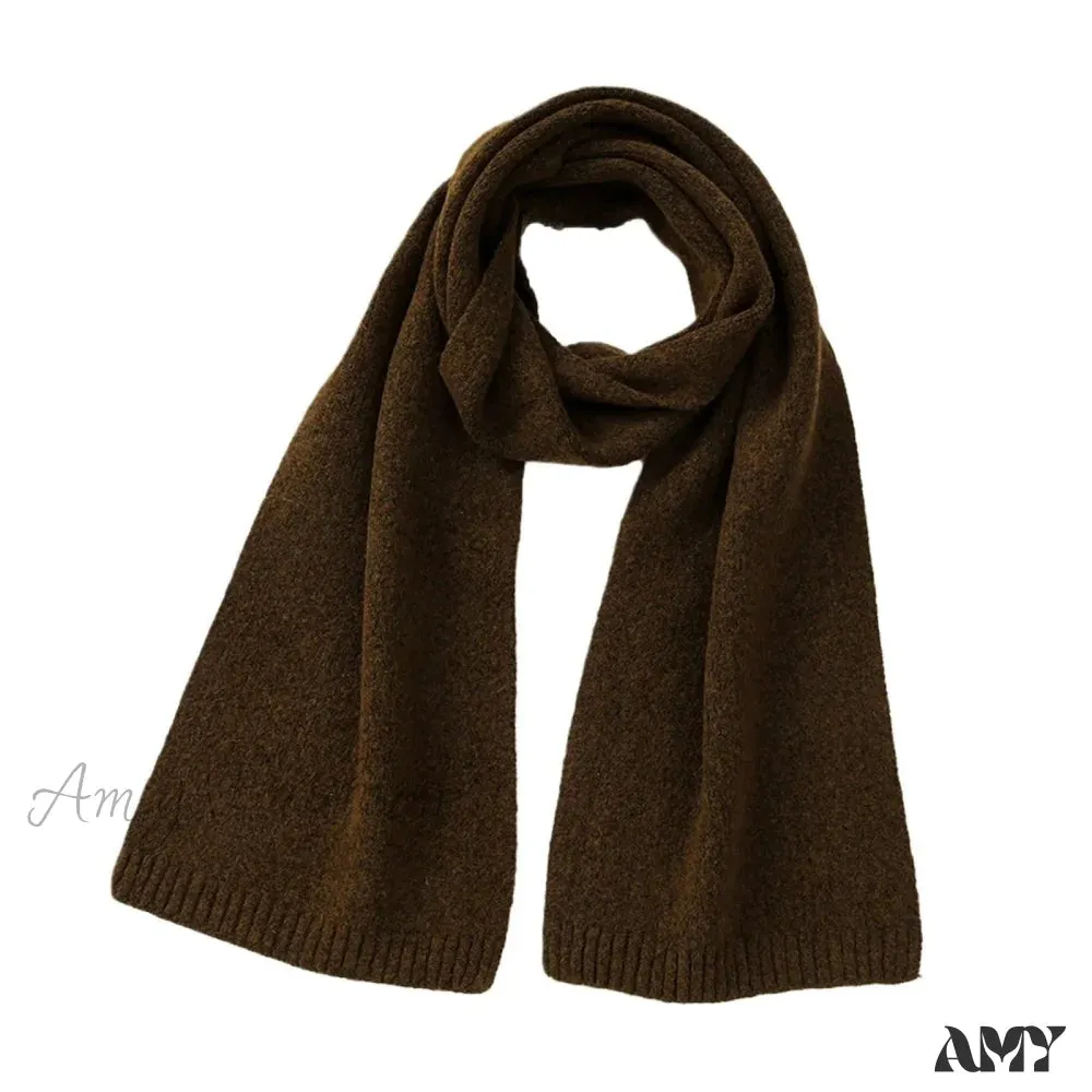 Wool Blend Solid Knitted Minimalist Imitation Cashmere Scarf