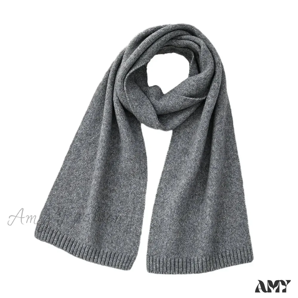 Wool Blend Solid Knitted Minimalist Imitation Cashmere Scarf